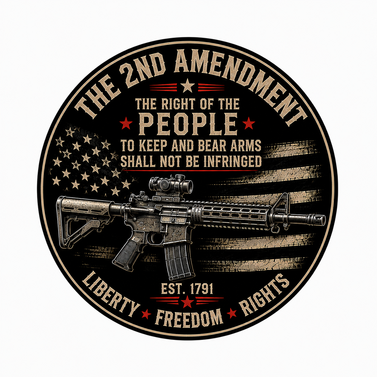2nd Amendment Decal – Liberty Freedom Rights Patriotic American Flag Vinyl Sticker