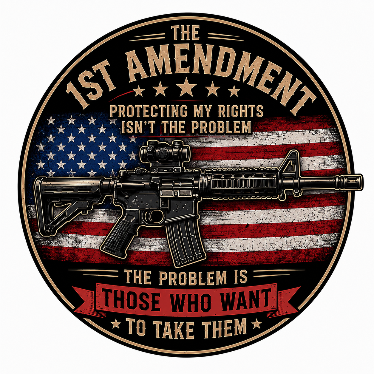 1st Amendment Patriotic Vinyl Decal | American Flag Rights Sticker | Premium Outdoor Waterproof Decal | Car, Truck, Laptop