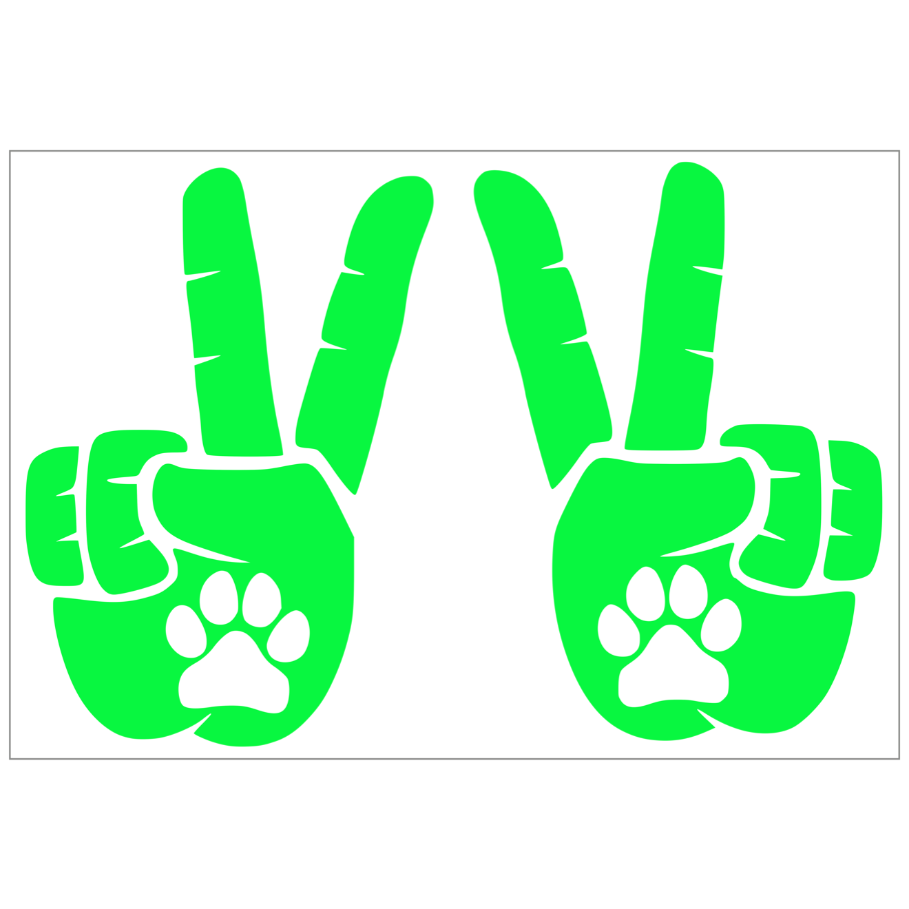 Set of Peace Wave Paw Decals for Jeep Side Mirrors- Left & Right Paw Wave decals