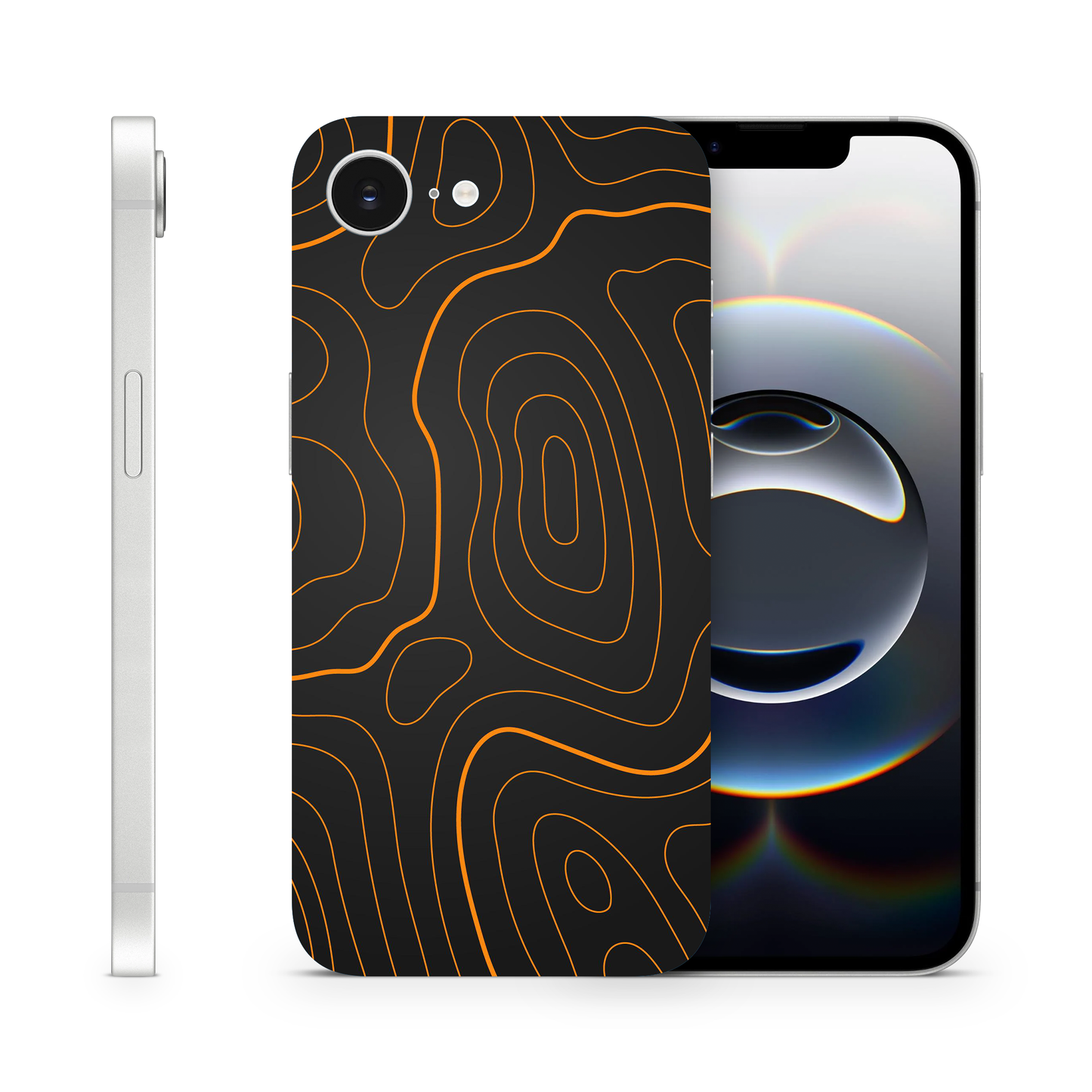 Orange Topographic Phone Skins Compatible With iPhone