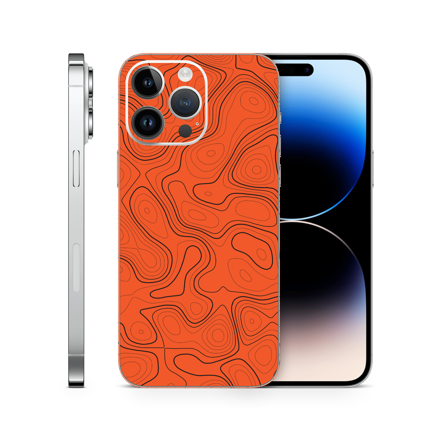 Topographic Orange Phone Skin Compatible With Iphone