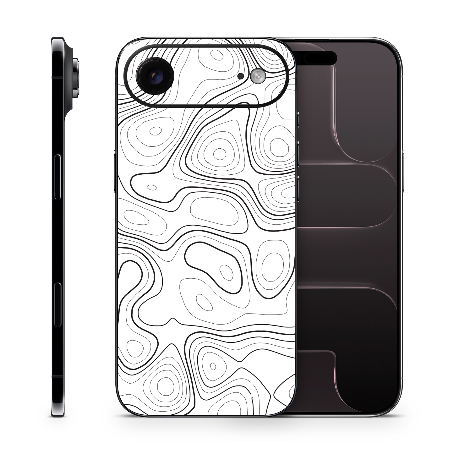 White Topographic Phone Skin Compatible With iPhone