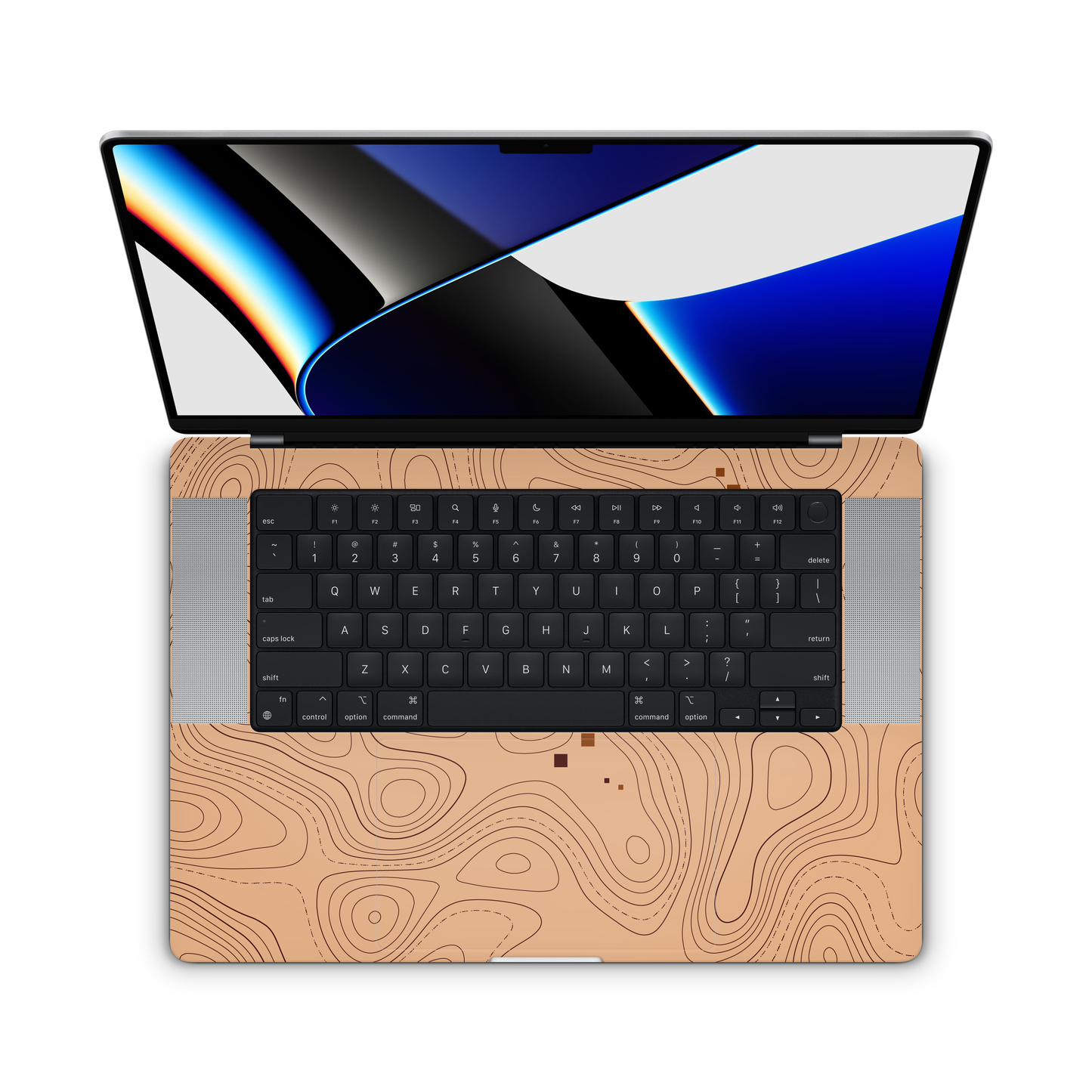 Brown Topographic Vinyl Skins Compatible with MacBook Pro