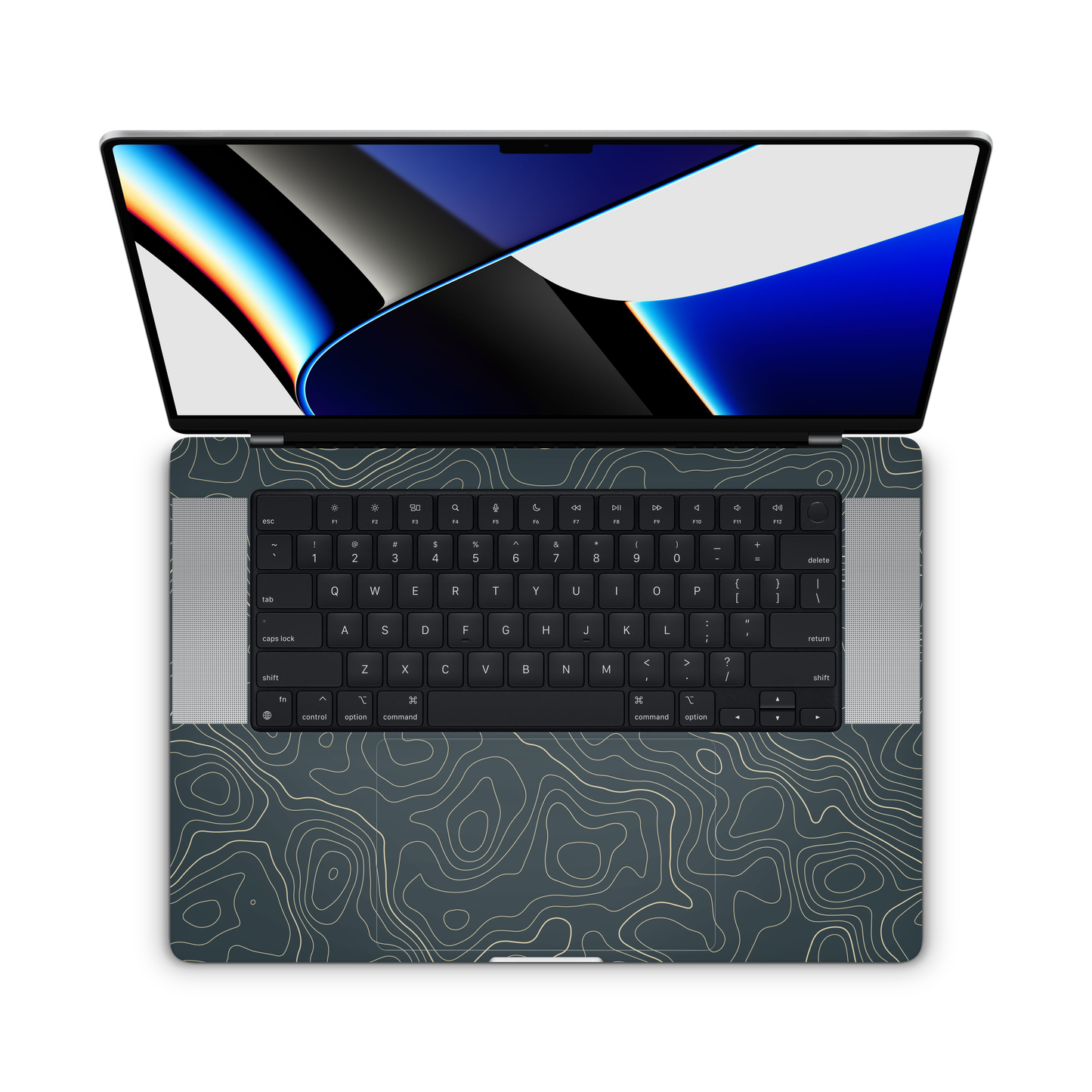 Green Topographic Vinyl Skins Compatible with MacBook Pro