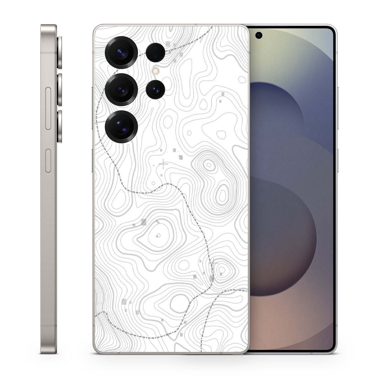 Topographic White Phone Skin Compatible With Samsung Galaxy S Ultra