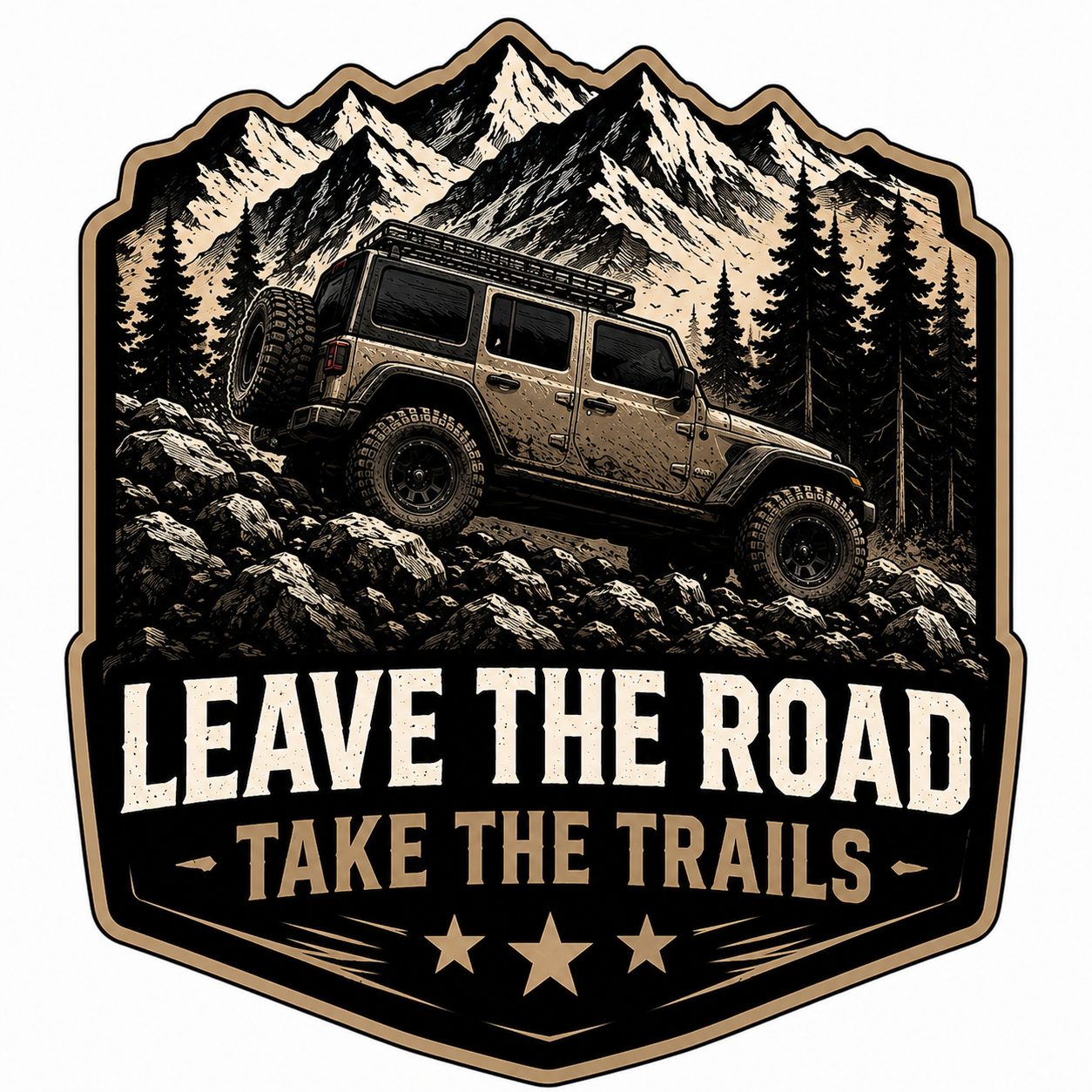 Leave the Road, Take the Trails – Off-Road Vinyl Decal | Mountain Adventure 4x4 Sticker