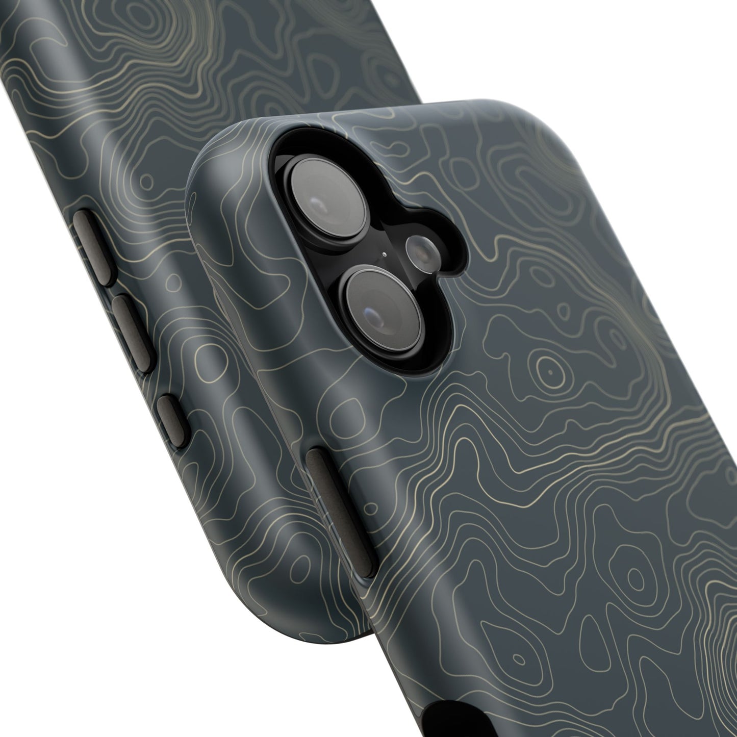 Topographic Impact-Resistant Phone Case — Rugged Green Contour Design