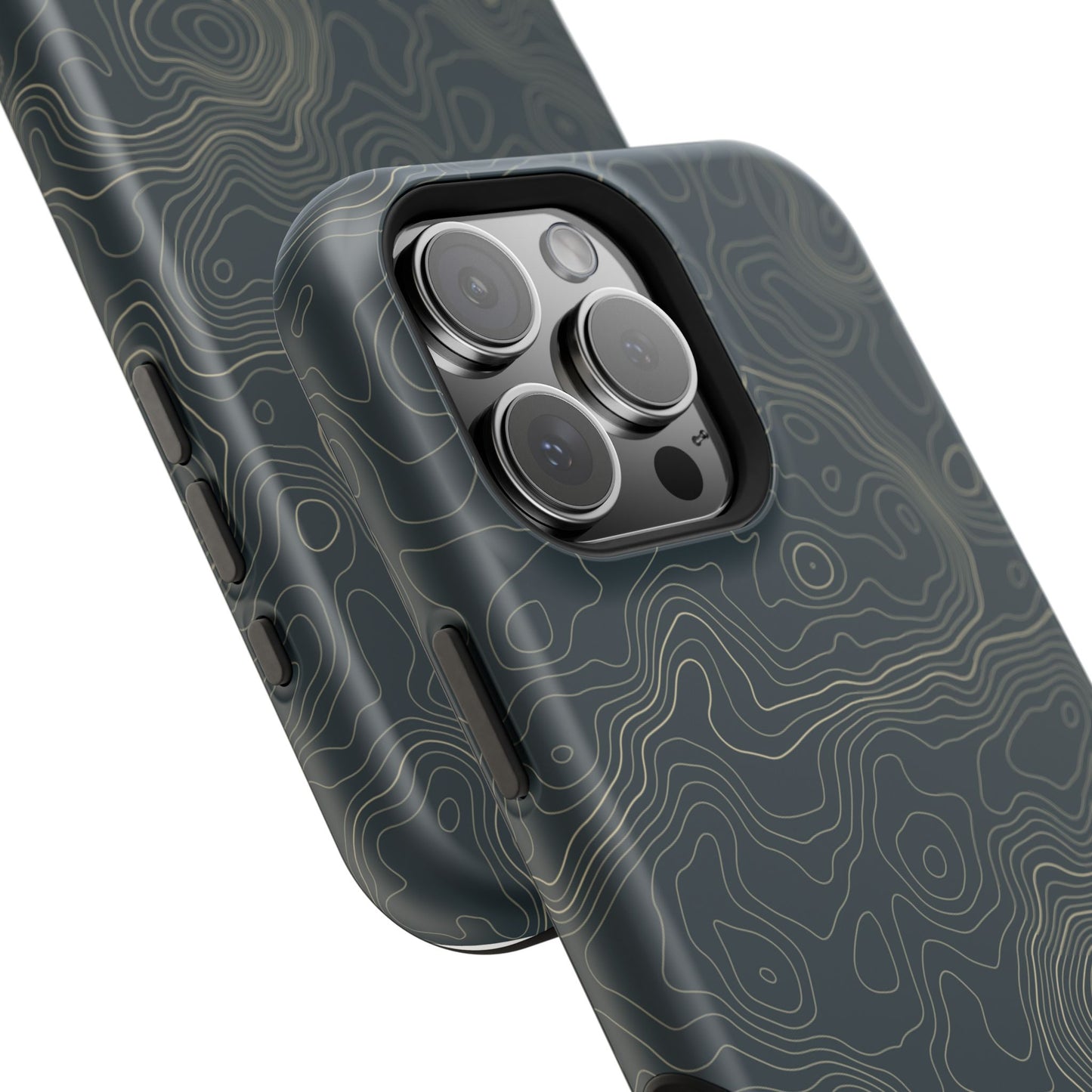 Topographic Impact-Resistant Phone Case — Rugged Green Contour Design