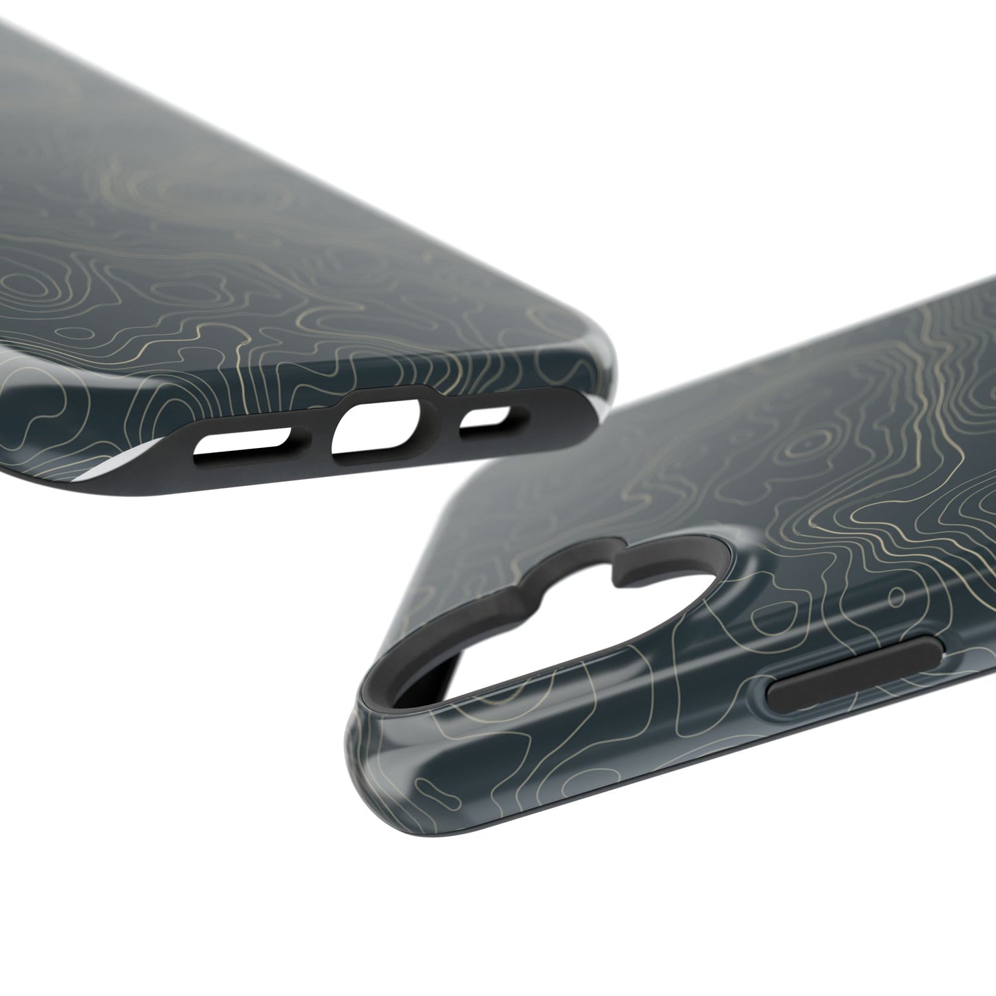 Topographic Impact-Resistant Phone Case — Rugged Green Contour Design