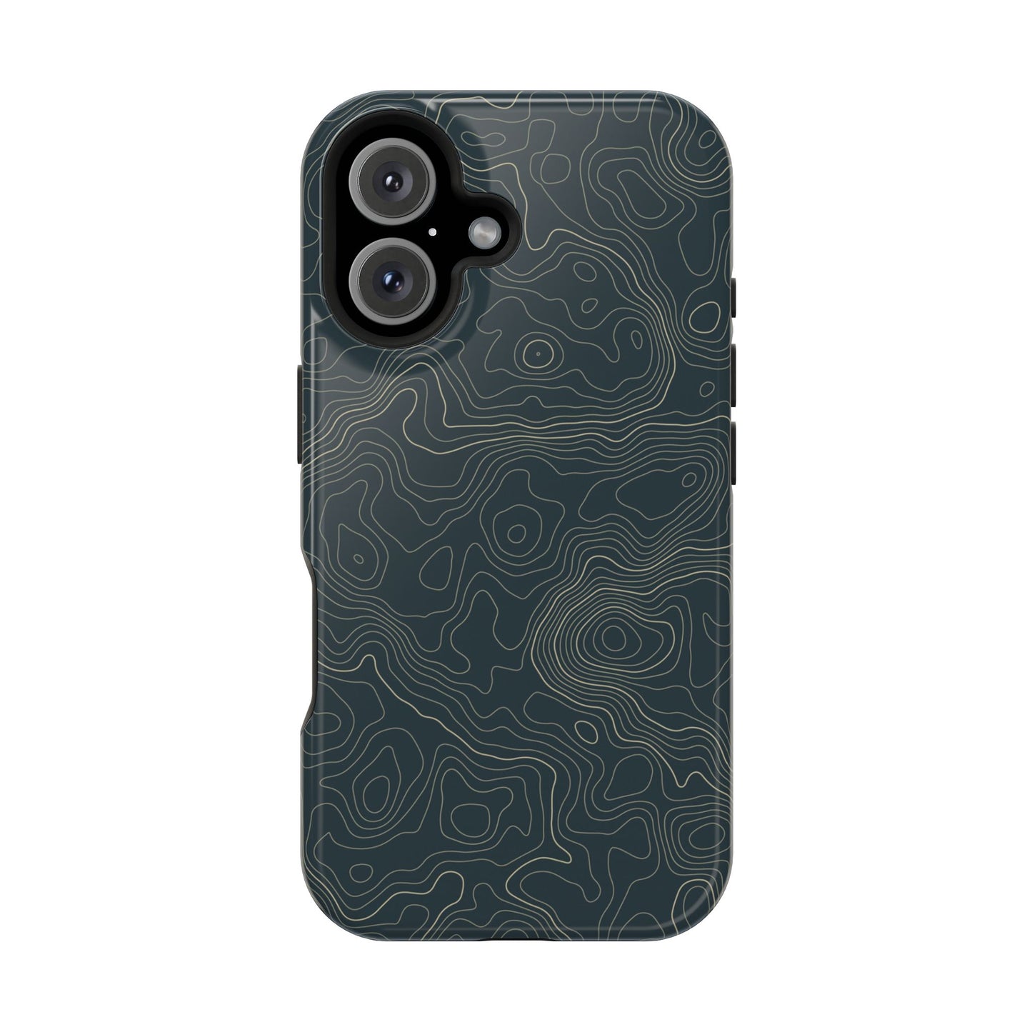 Topographic Impact-Resistant Phone Case — Rugged Green Contour Design