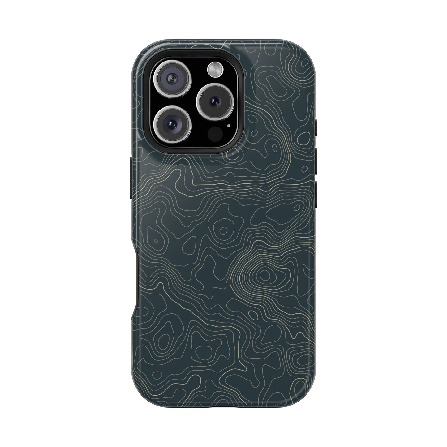 Topographic Impact-Resistant Phone Case — Rugged Green Contour Design
