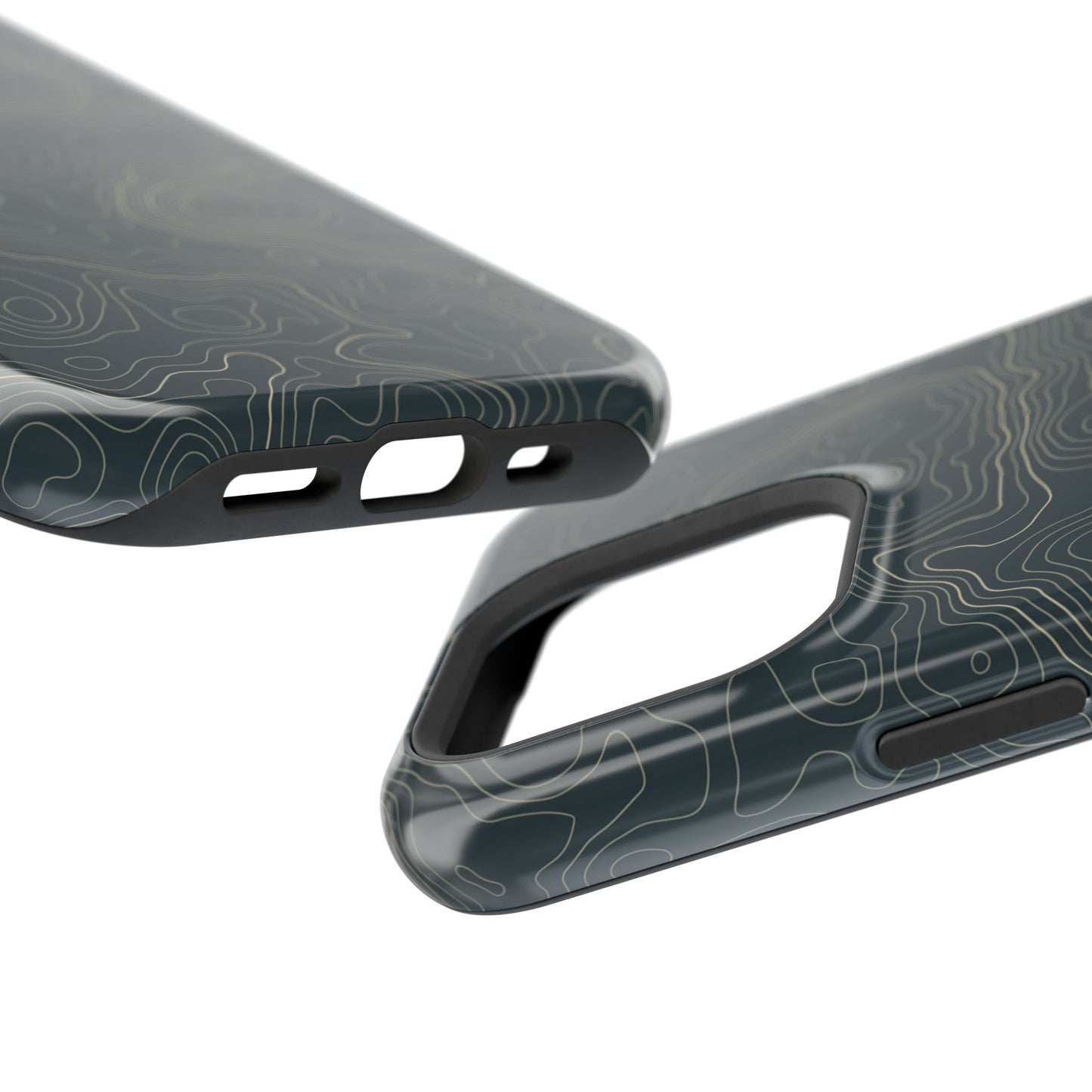 Topographic Impact-Resistant Phone Case — Rugged Green Contour Design