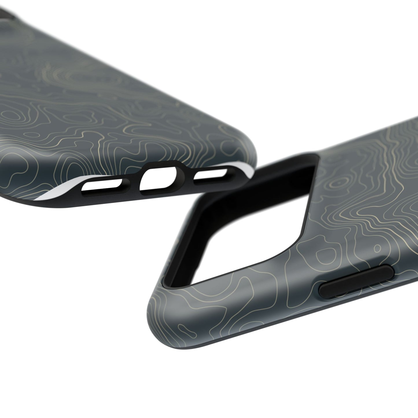 Topographic Impact-Resistant Phone Case — Rugged Green Contour Design