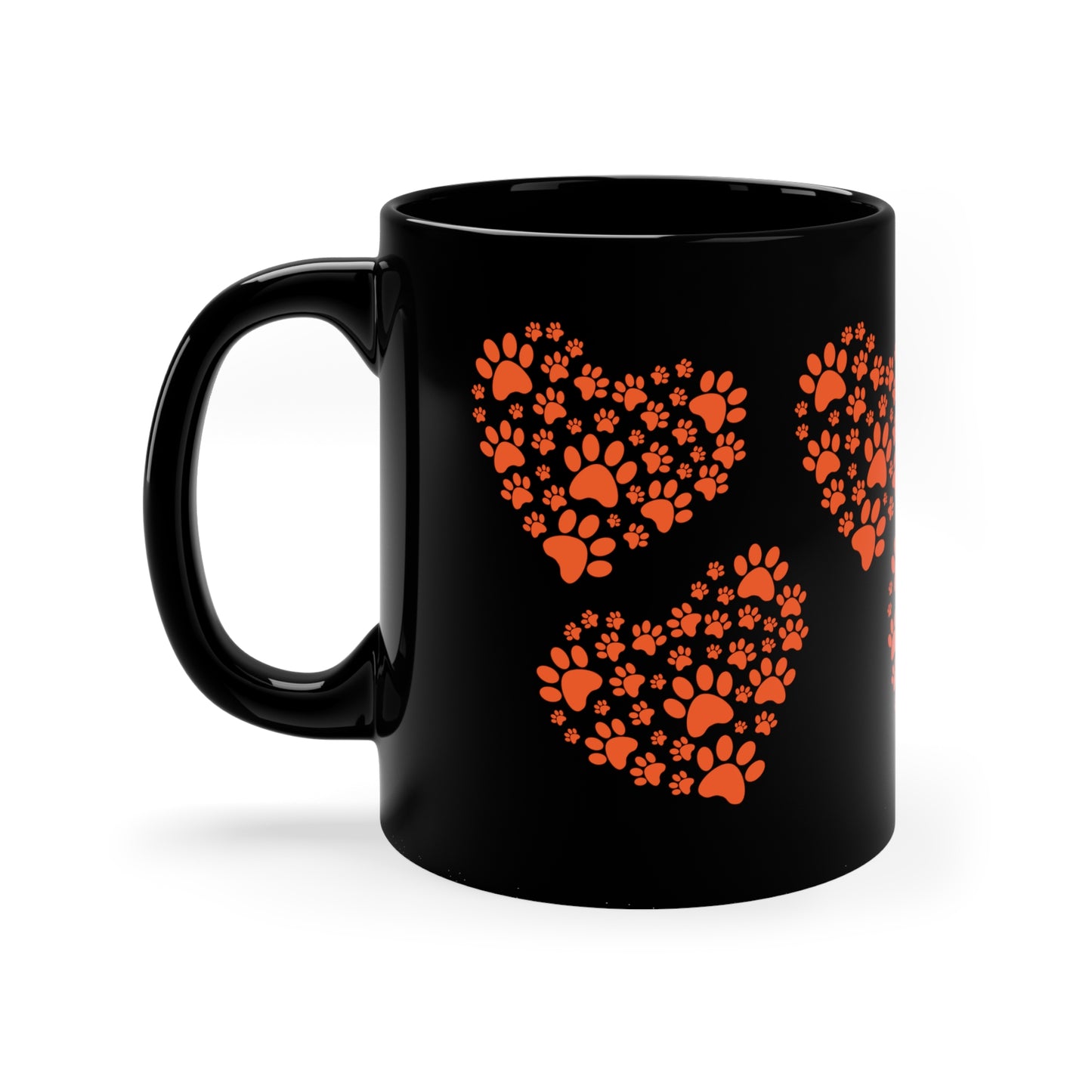 Dog Paw Love 11oz Black Mug