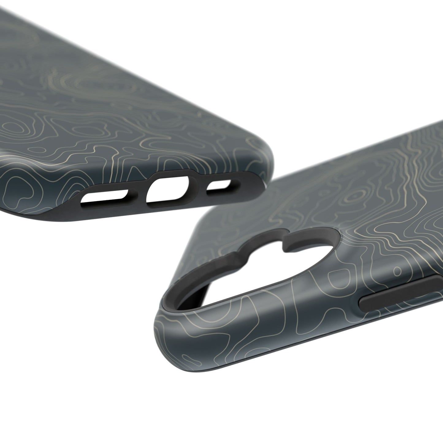 Topographic Impact-Resistant Phone Case — Rugged Green Contour Design