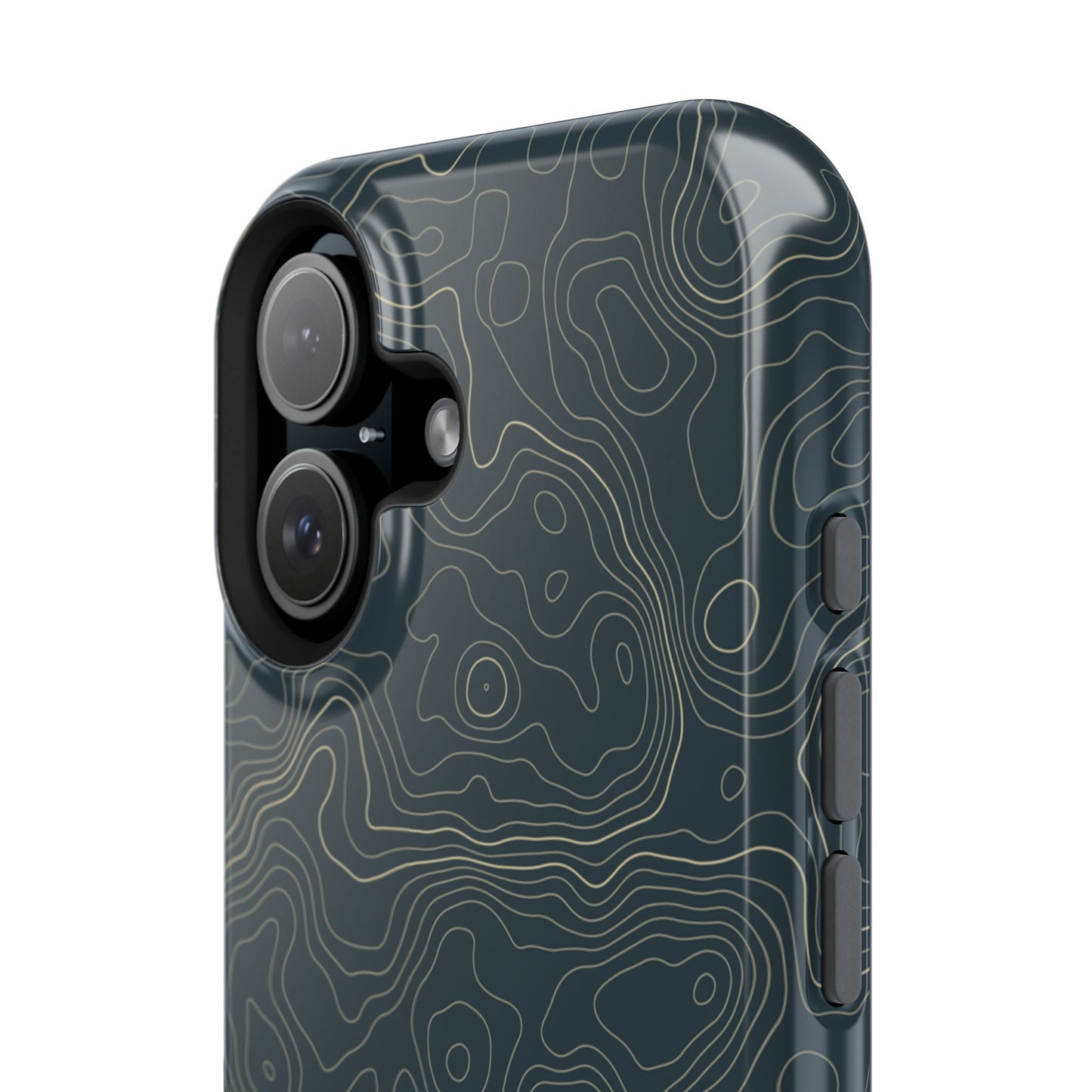 Topographic Impact-Resistant Phone Case — Rugged Green Contour Design