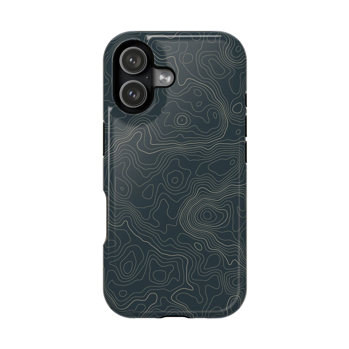 Topographic Impact-Resistant Phone Case — Rugged Green Contour Design