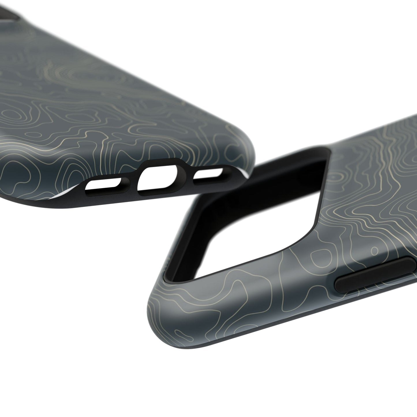 Topographic Impact-Resistant Phone Case — Rugged Green Contour Design