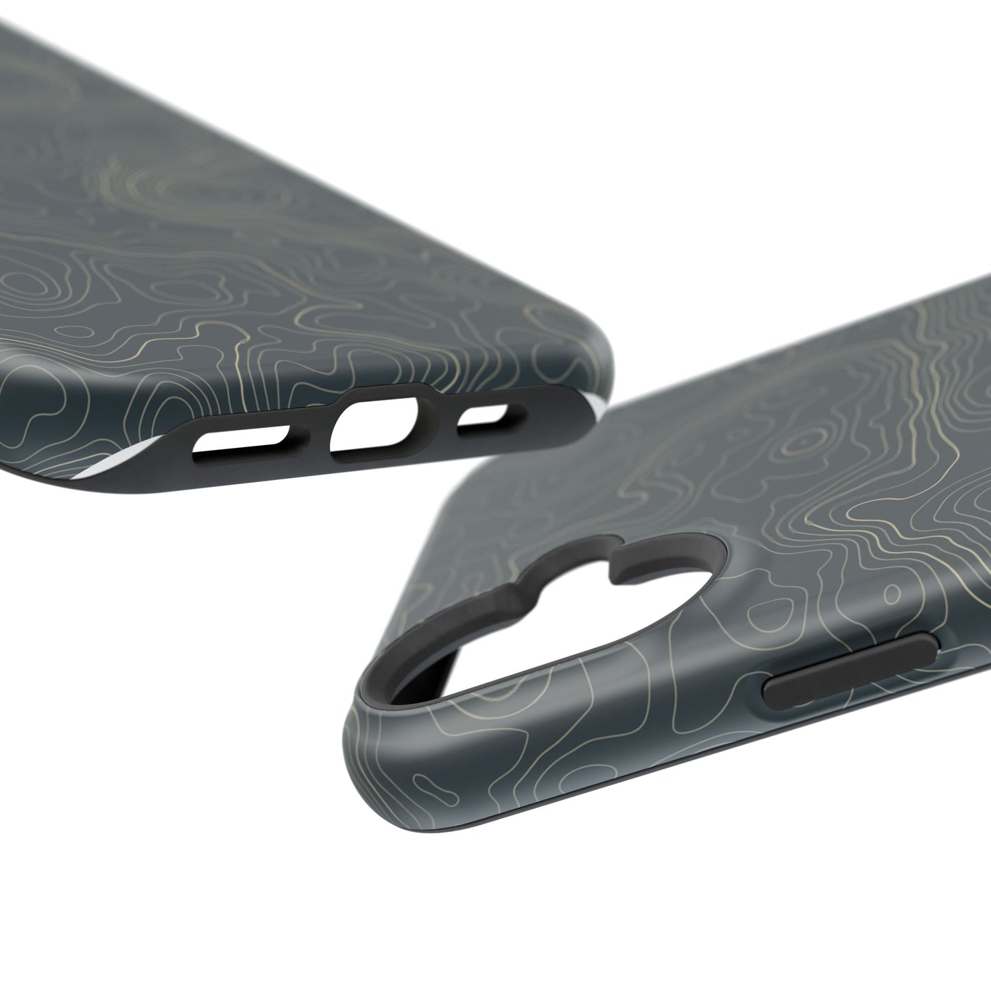 Topographic Impact-Resistant Phone Case — Rugged Green Contour Design