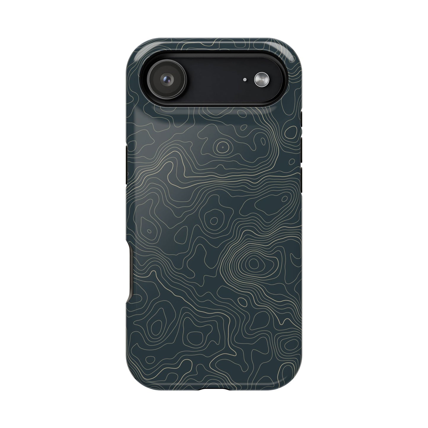 Topographic Impact-Resistant Phone Case — Rugged Green Contour Design