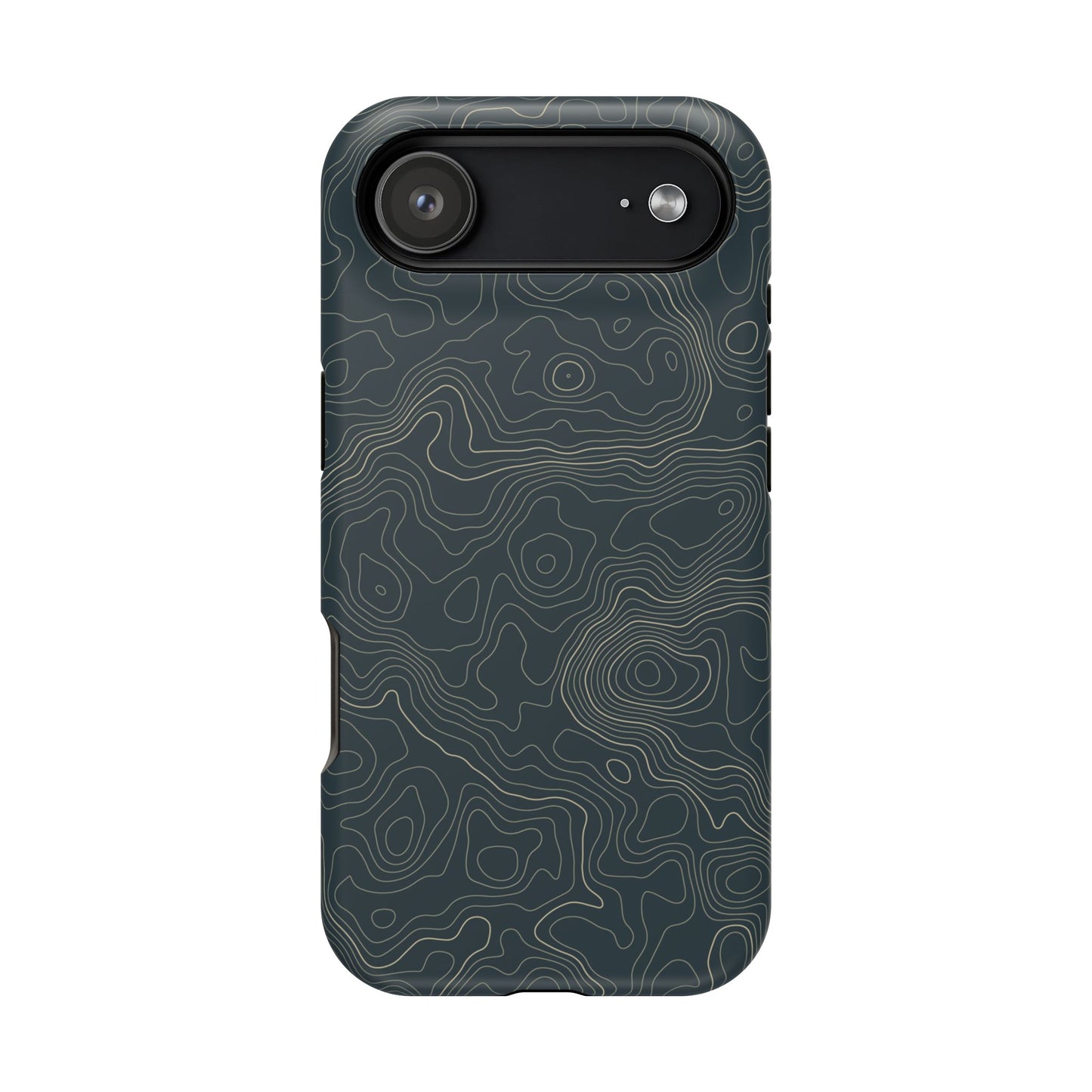 Topographic Impact-Resistant Phone Case — Rugged Green Contour Design