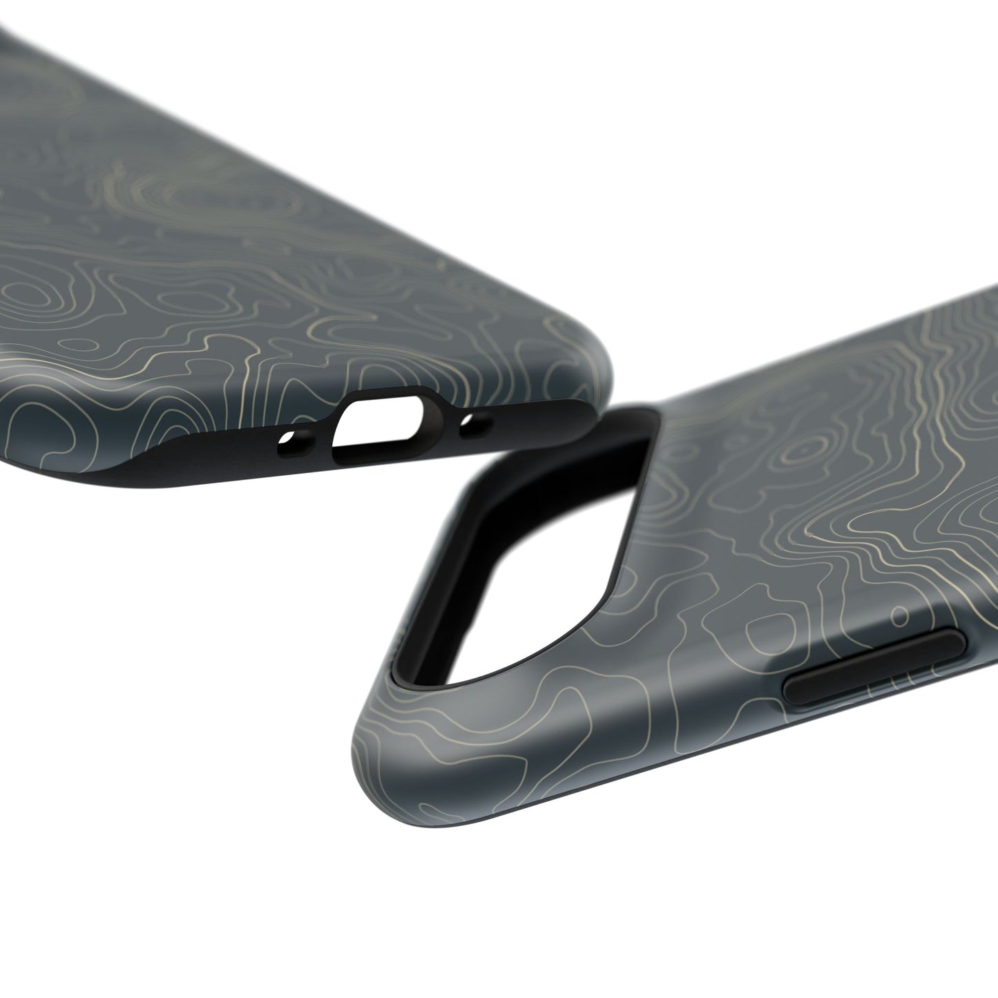 Topographic Impact-Resistant Phone Case — Rugged Green Contour Design
