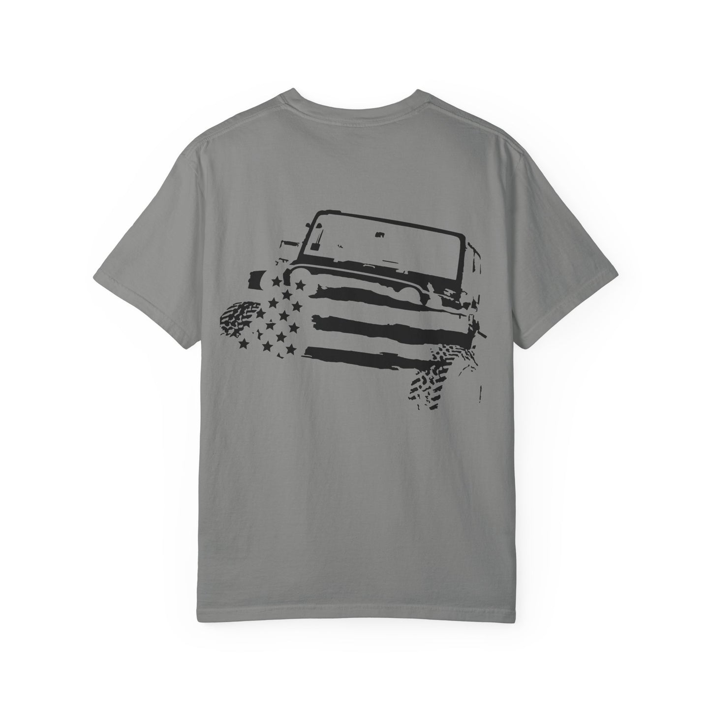 Patriotic Adventure T-Shirt – Unisex Garment-Dyed Tee for Outdoor Enthusiasts, Great for Jeep Lovers, Casual Wear, Gifts