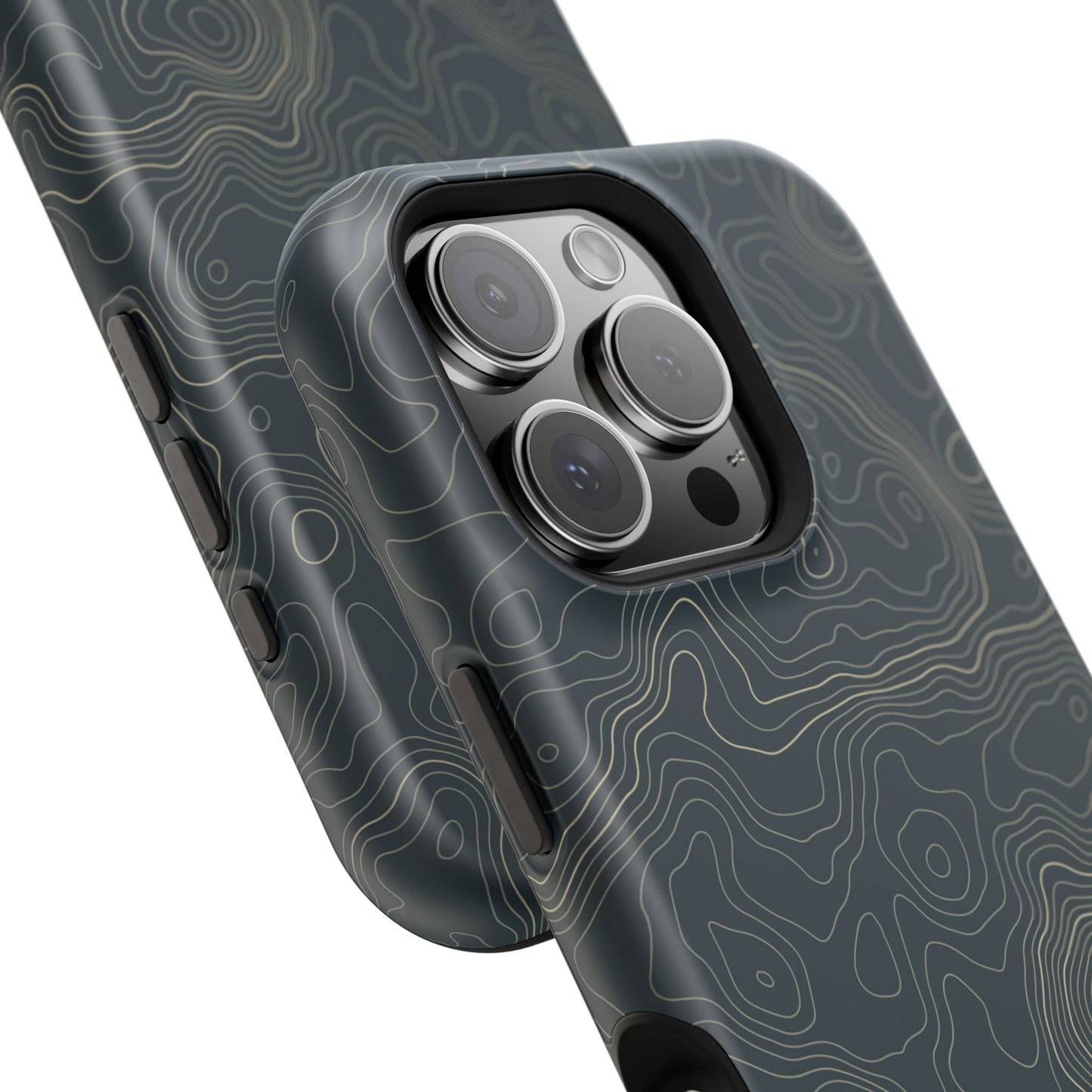 Topographic Impact-Resistant Phone Case — Rugged Green Contour Design