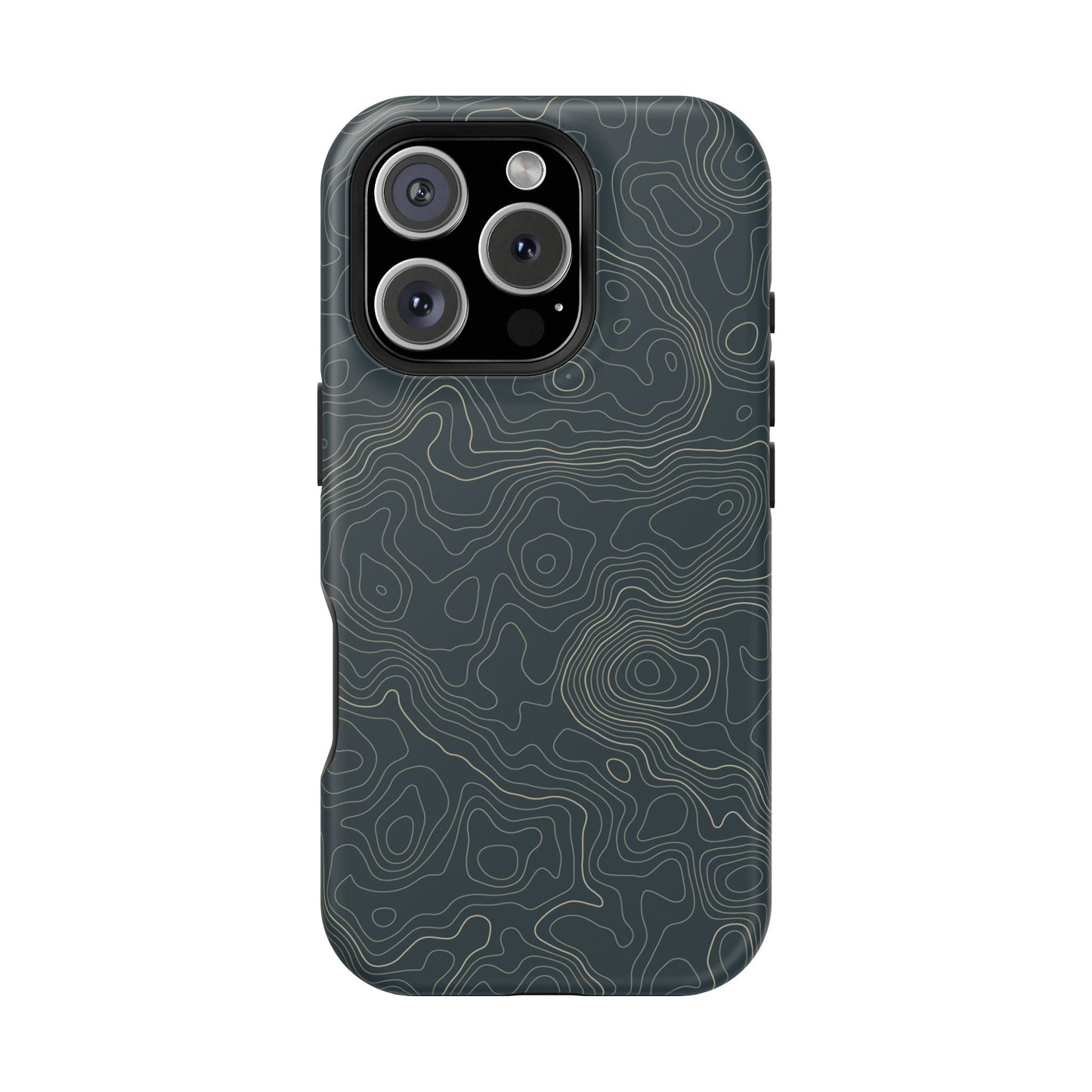 Topographic Impact-Resistant Phone Case — Rugged Green Contour Design