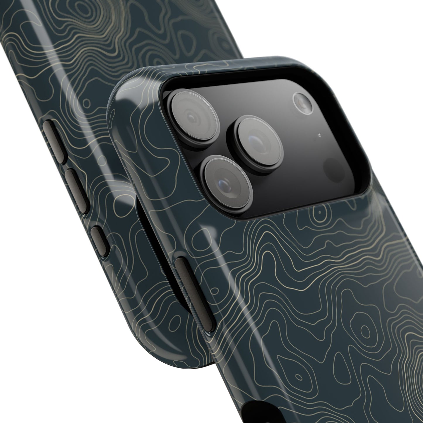 Topographic Impact-Resistant Phone Case — Rugged Green Contour Design