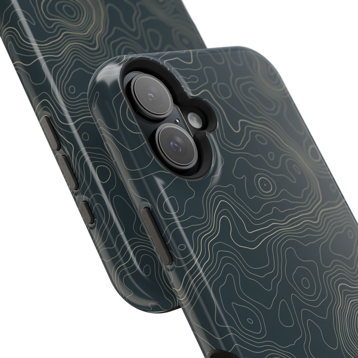 Topographic Impact-Resistant Phone Case — Rugged Green Contour Design