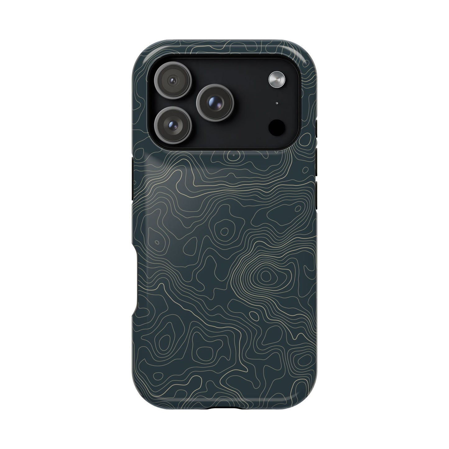 Topographic Impact-Resistant Phone Case — Rugged Green Contour Design