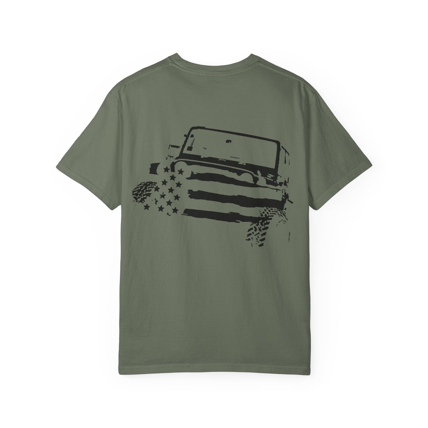 Patriotic Adventure T-Shirt – Unisex Garment-Dyed Tee for Outdoor Enthusiasts, Great for Jeep Lovers, Casual Wear, Gifts