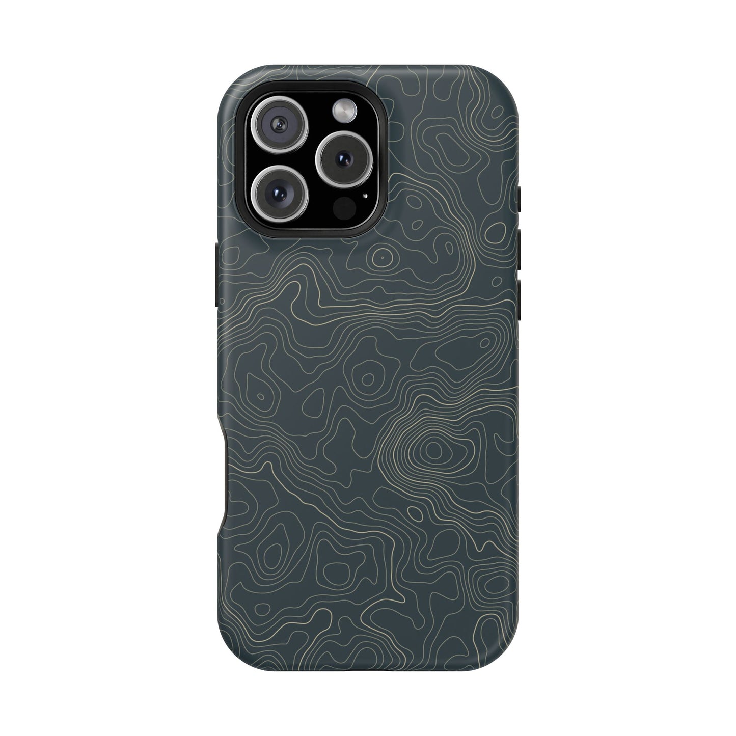 Topographic Impact-Resistant Phone Case — Rugged Green Contour Design