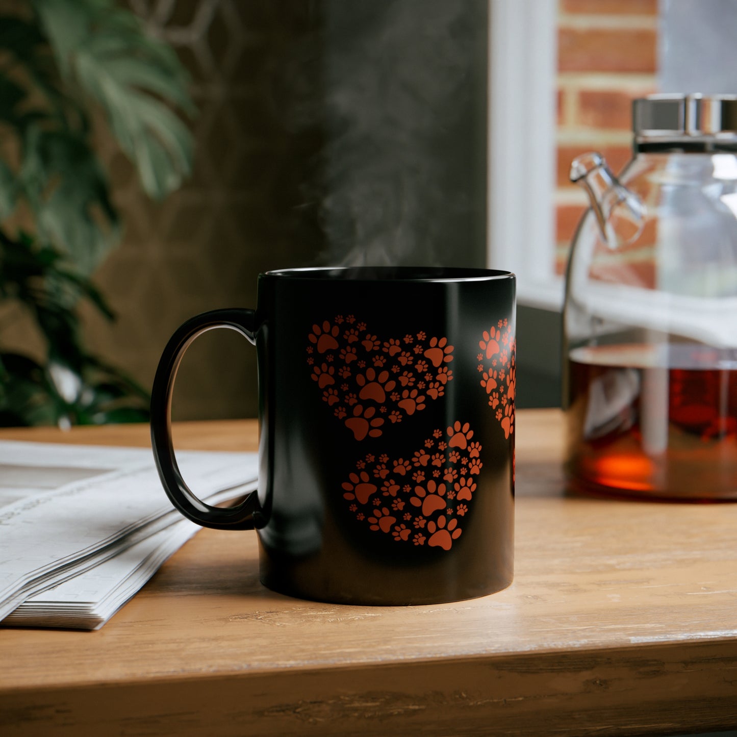 Dog Paw Love 11oz Black Mug