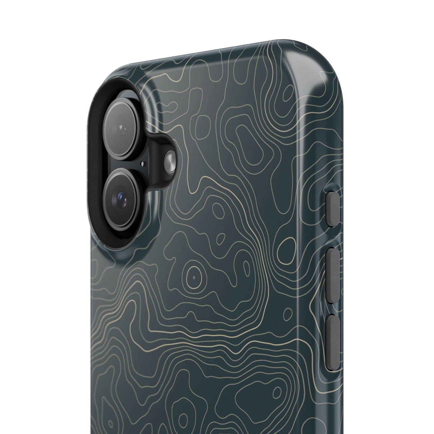 Topographic Impact-Resistant Phone Case — Rugged Green Contour Design