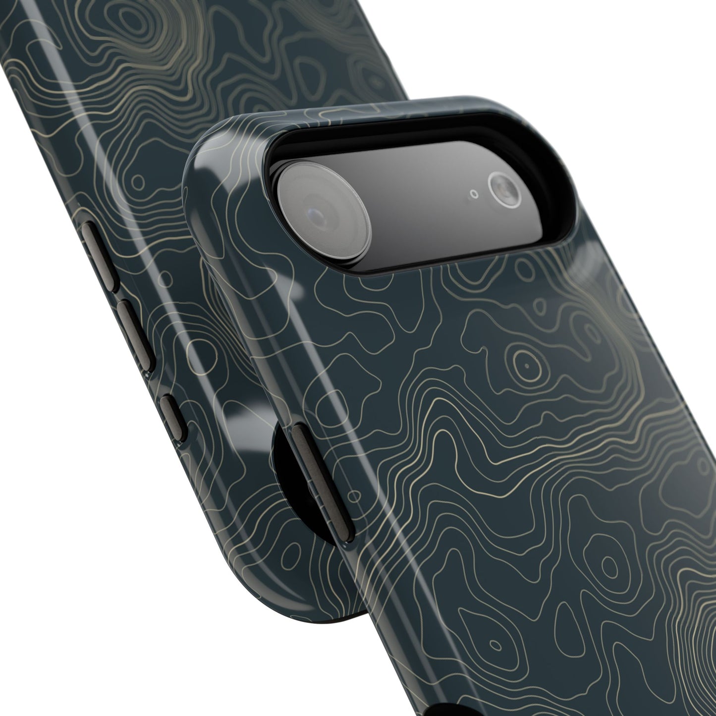 Topographic Impact-Resistant Phone Case — Rugged Green Contour Design