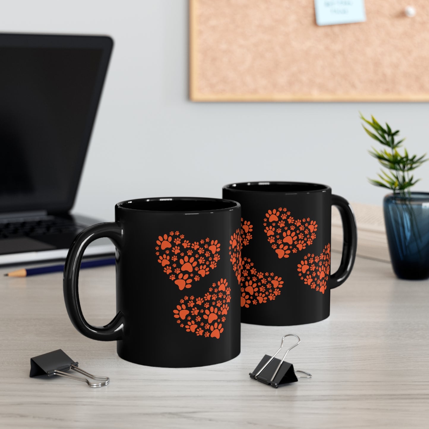 Dog Paw Love 11oz Black Mug