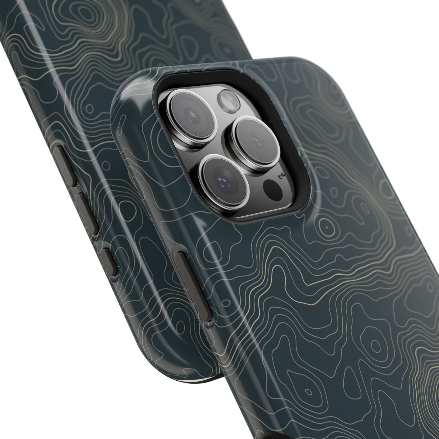 Topographic Impact-Resistant Phone Case — Rugged Green Contour Design