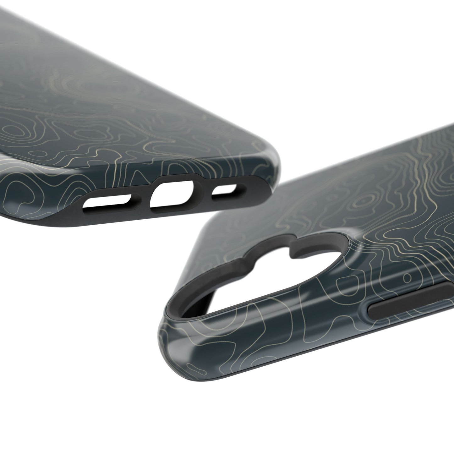 Topographic Impact-Resistant Phone Case — Rugged Green Contour Design