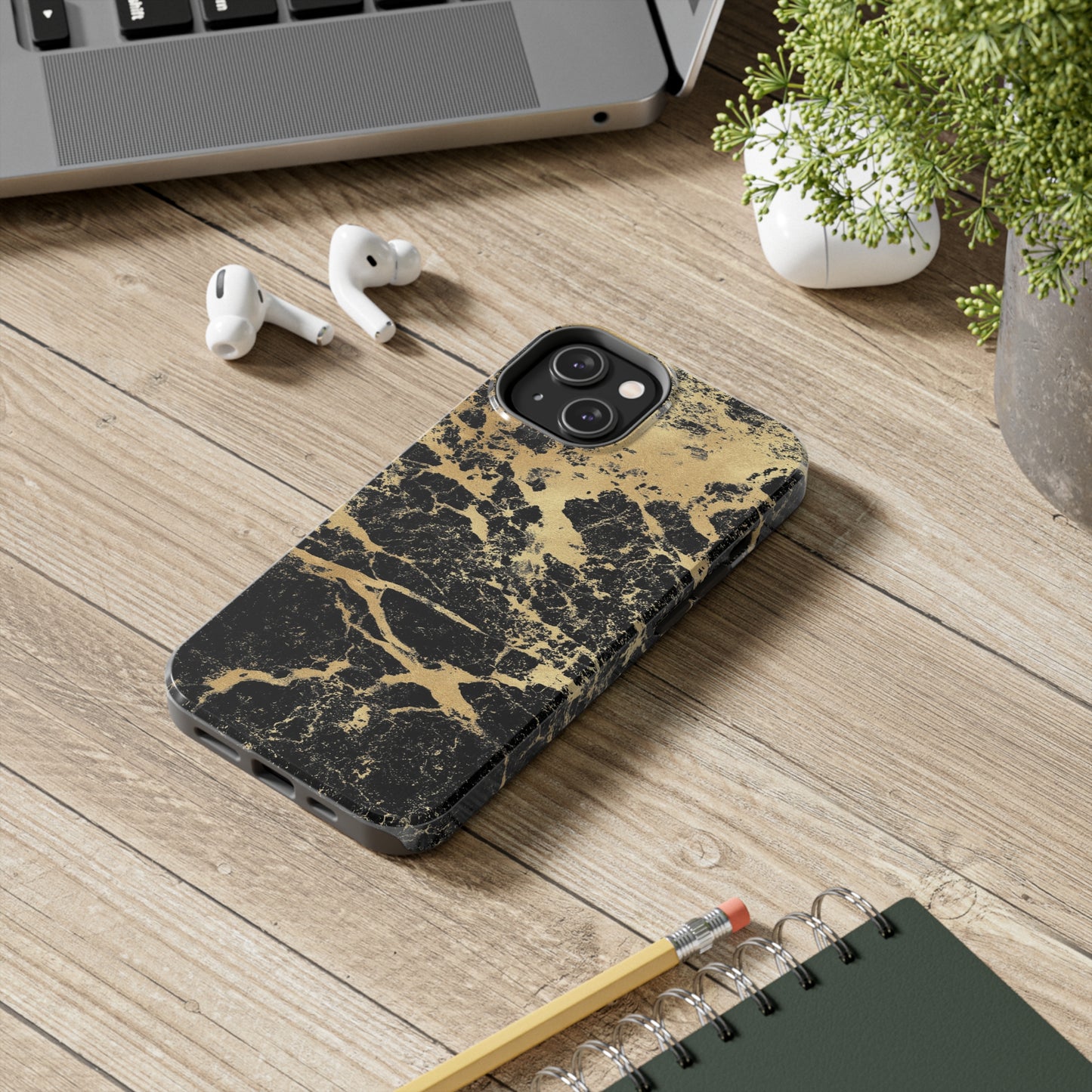 Black And Gold Marble Tough Phone Cases