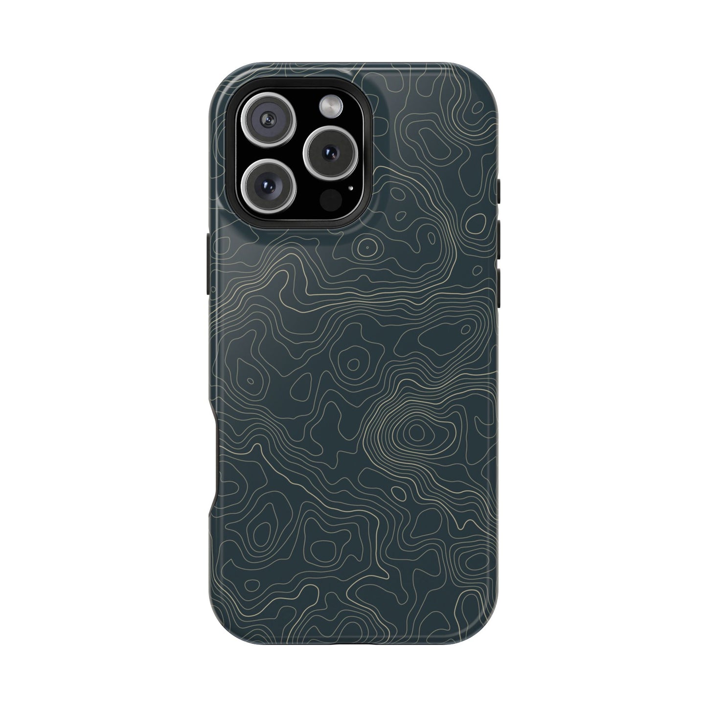 Topographic Impact-Resistant Phone Case — Rugged Green Contour Design