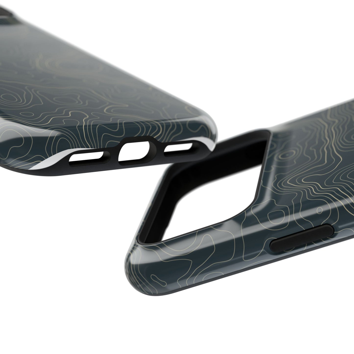 Topographic Impact-Resistant Phone Case — Rugged Green Contour Design