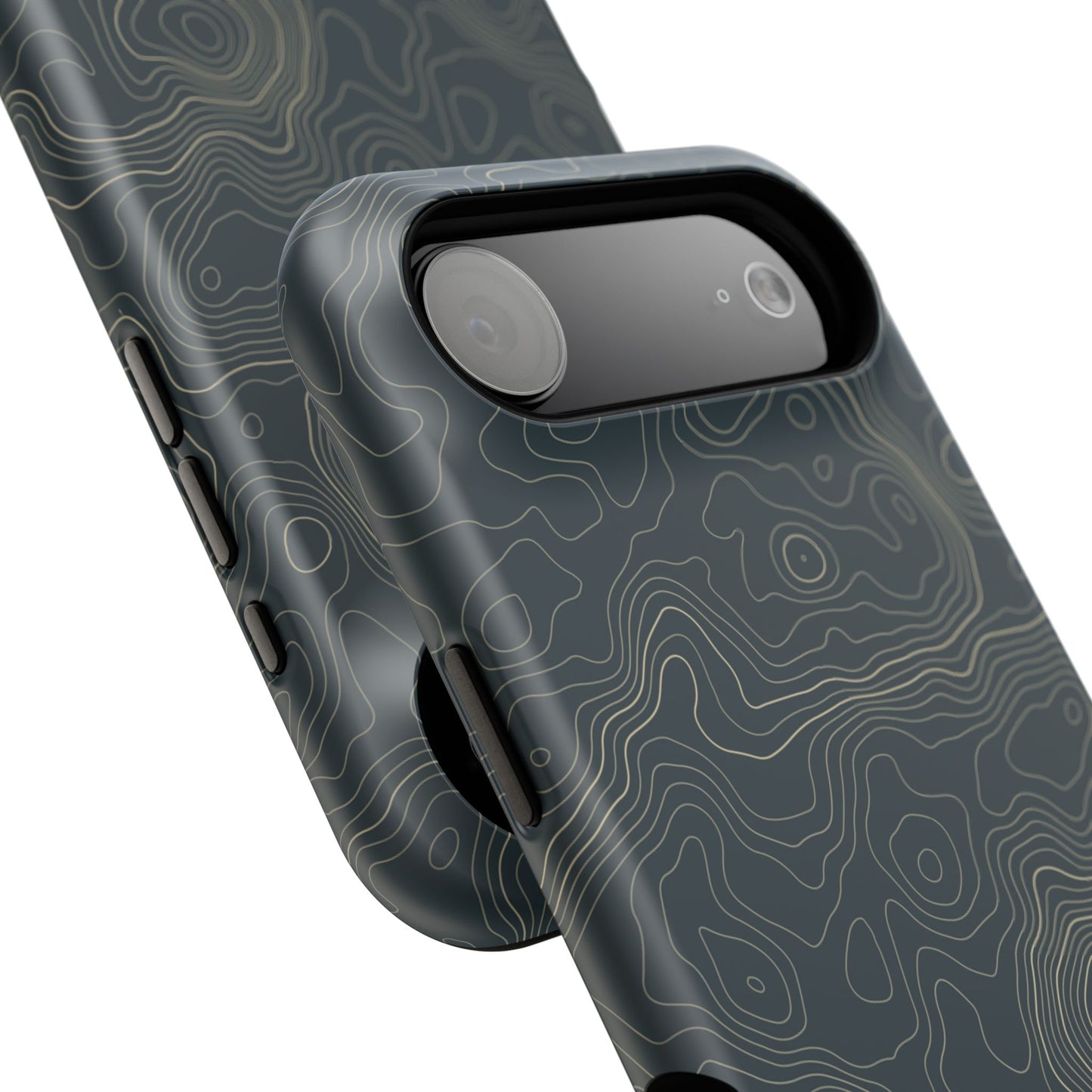 Topographic Impact-Resistant Phone Case — Rugged Green Contour Design