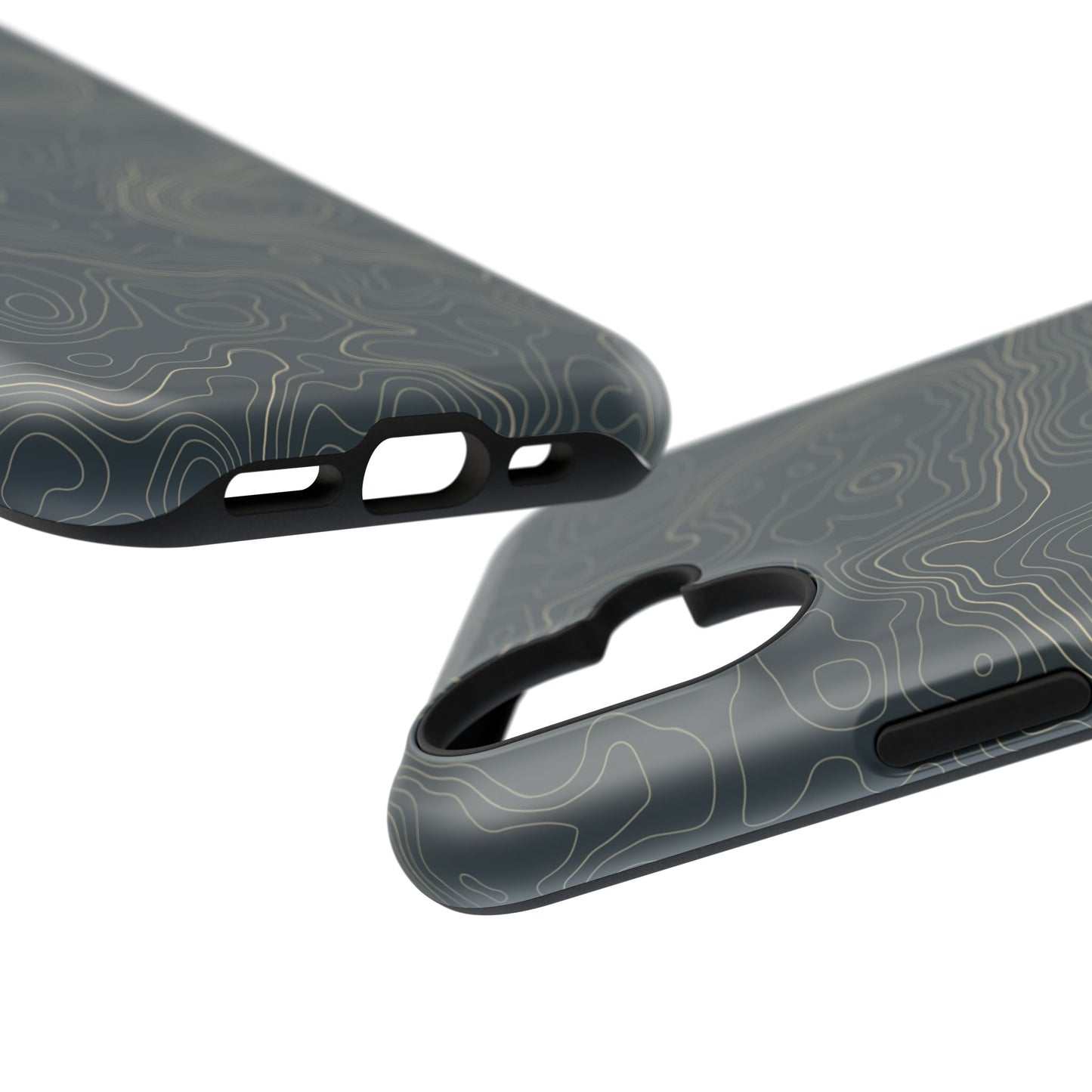 Topographic Impact-Resistant Phone Case — Rugged Green Contour Design