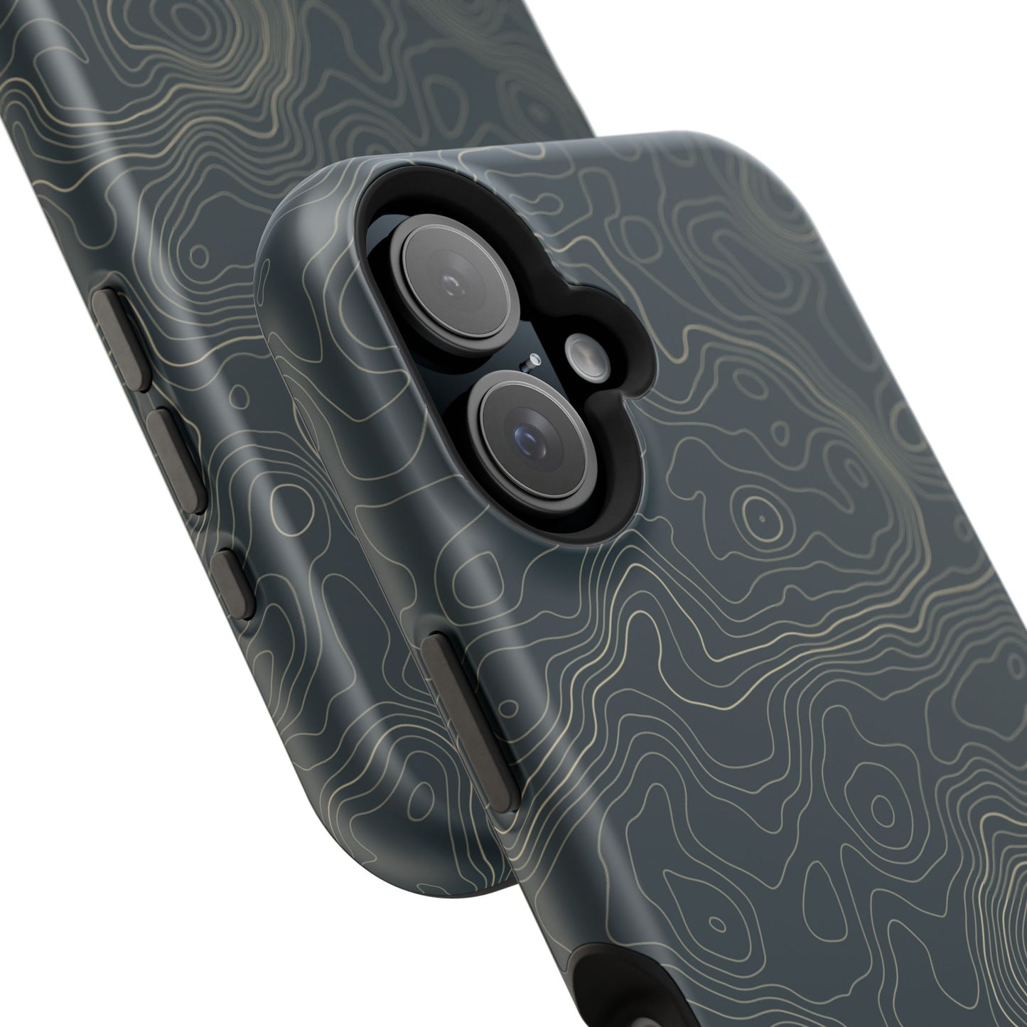 Topographic Impact-Resistant Phone Case — Rugged Green Contour Design