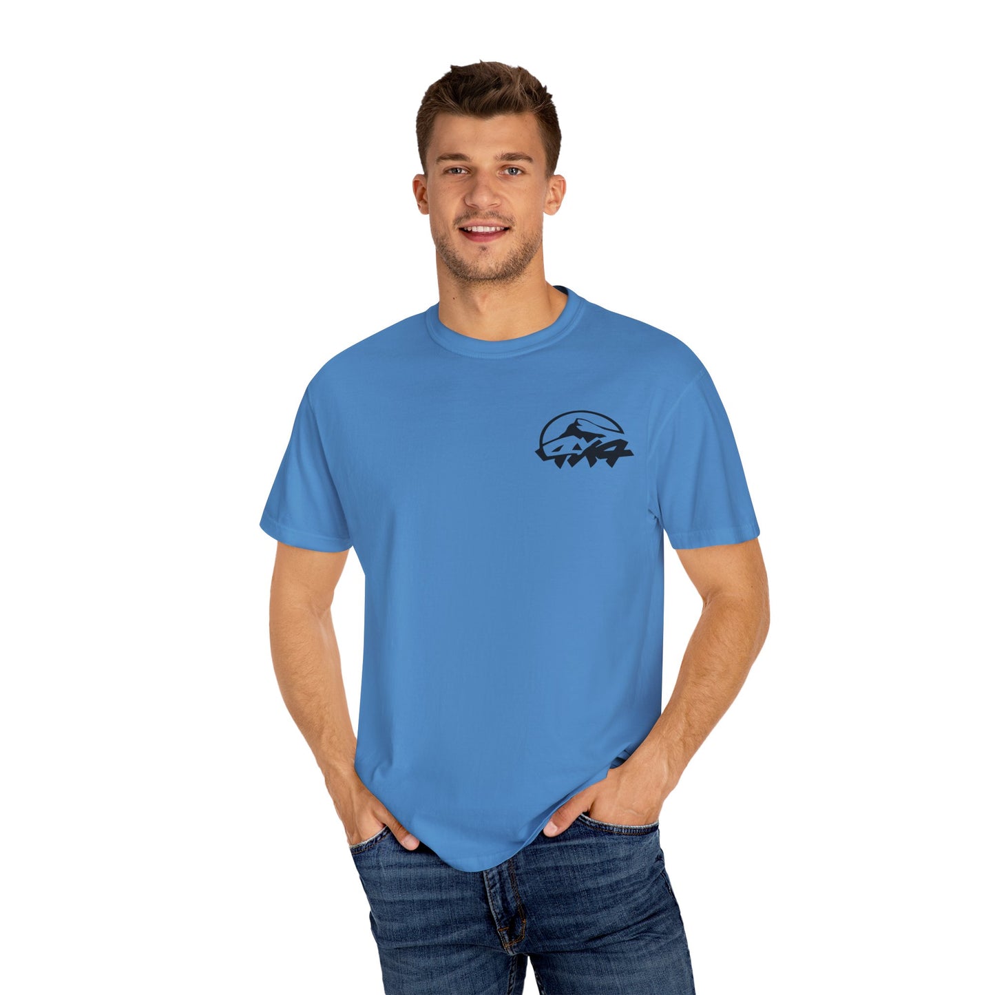 Patriotic Adventure T-Shirt – Unisex Garment-Dyed Tee for Outdoor Enthusiasts, Great for Jeep Lovers, Casual Wear, Gifts