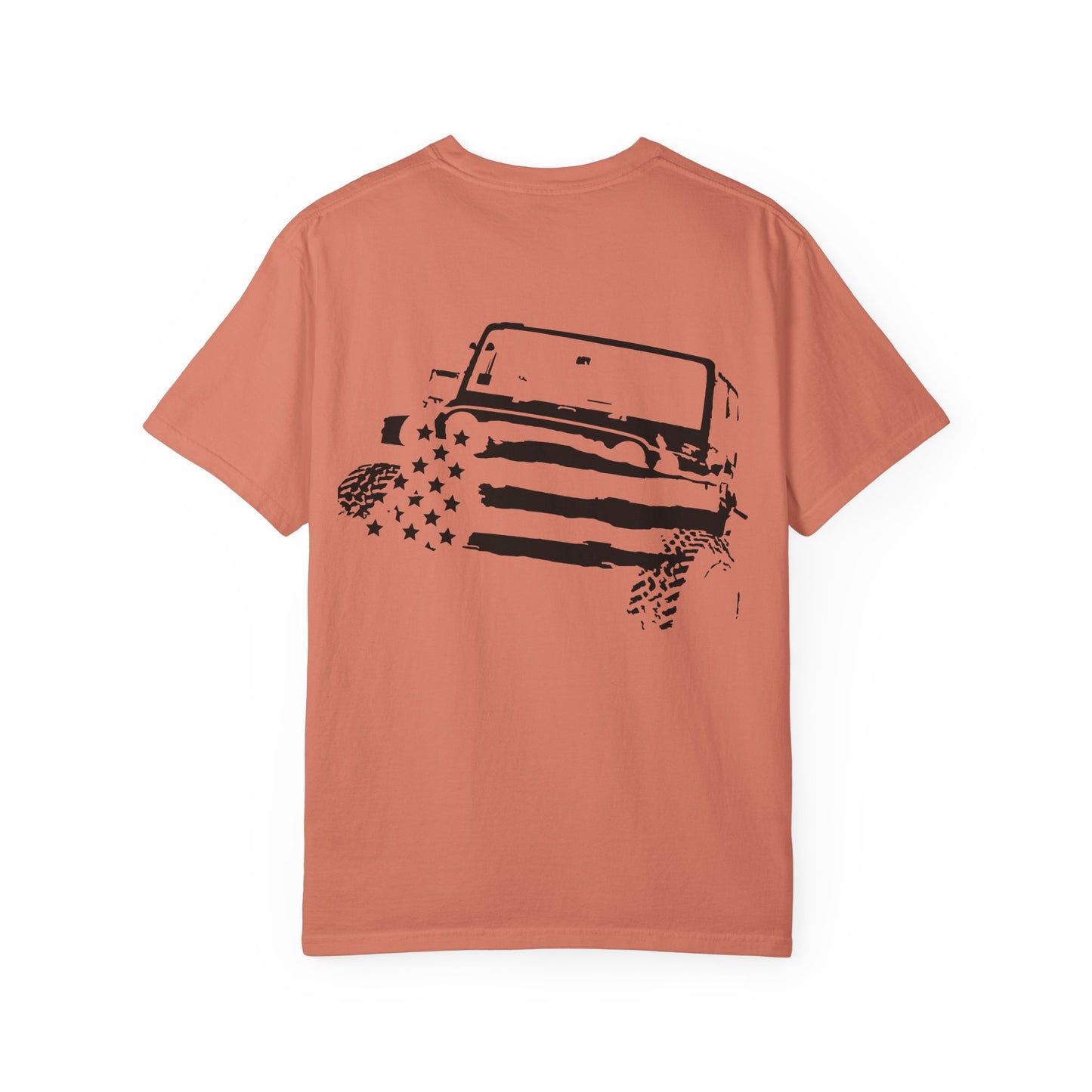 Patriotic Adventure T-Shirt – Unisex Garment-Dyed Tee for Outdoor Enthusiasts, Great for Jeep Lovers, Casual Wear, Gifts