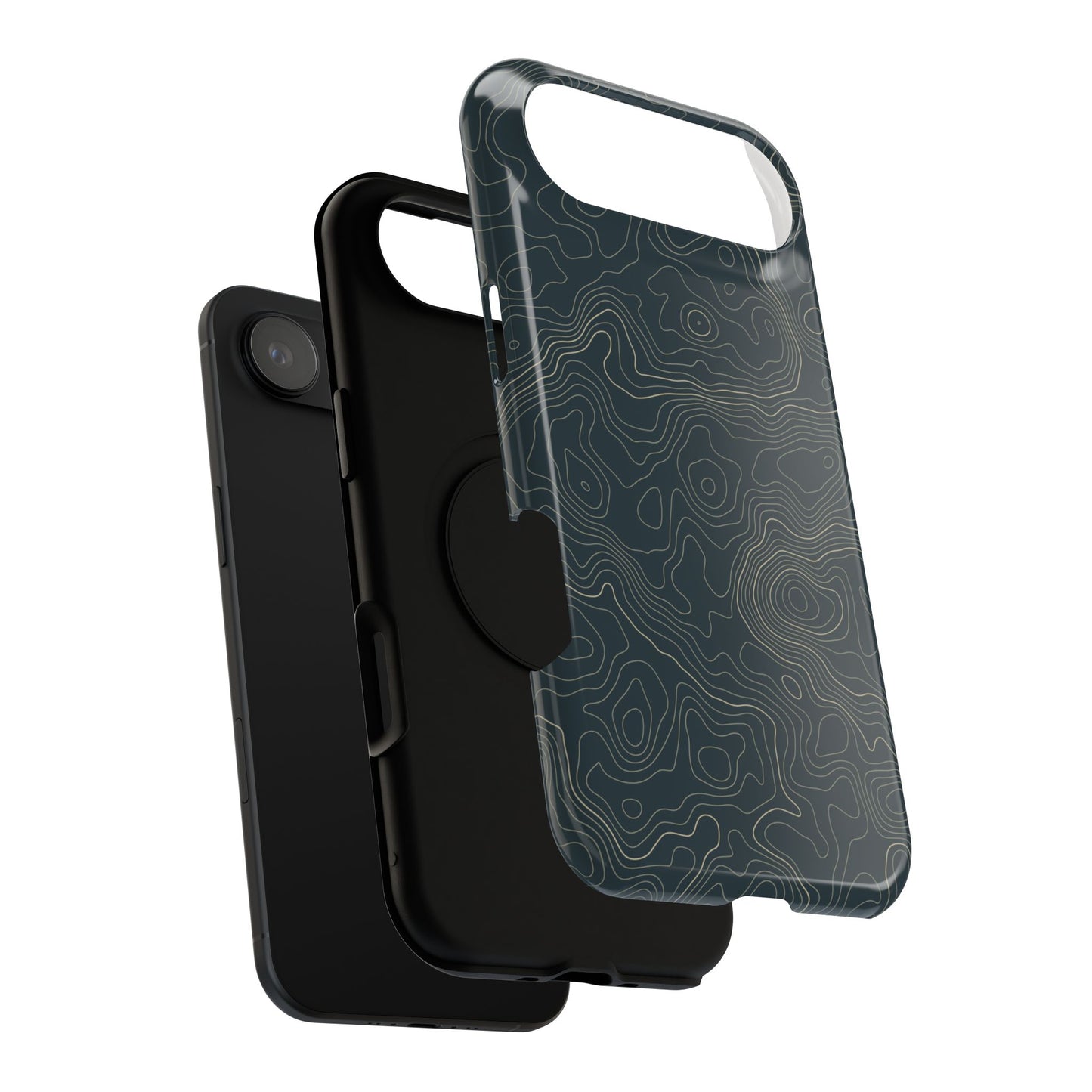 Topographic Impact-Resistant Phone Case — Rugged Green Contour Design