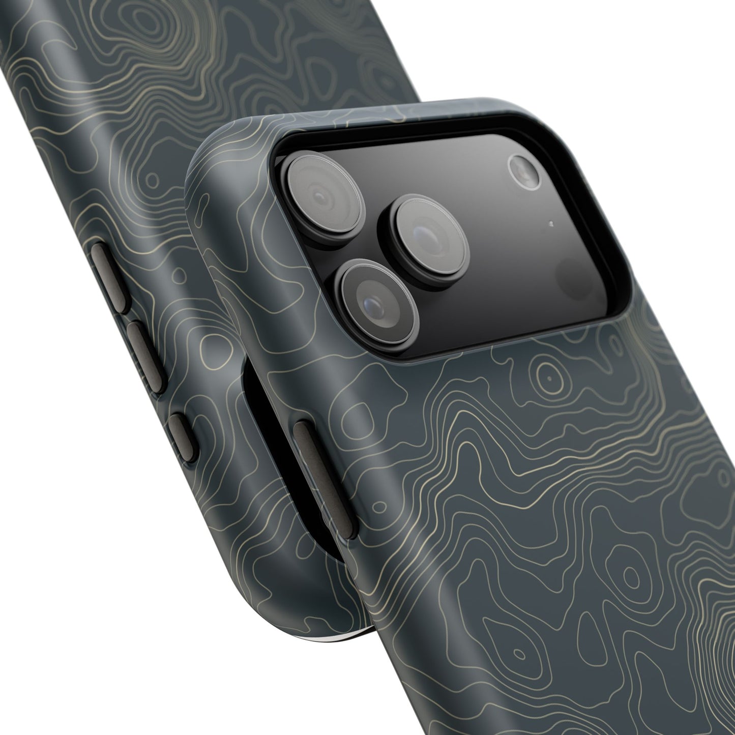 Topographic Impact-Resistant Phone Case — Rugged Green Contour Design